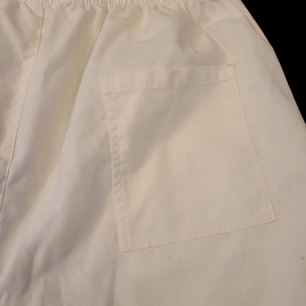 Women's Shorts Classic White Drawstring Cotton Linen Blend Size Large - Picture 5 of 9